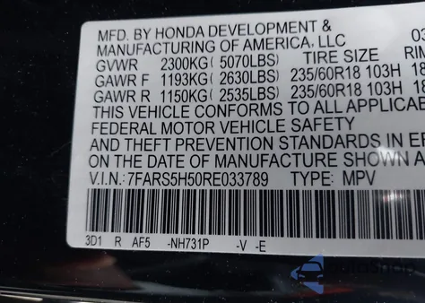 2024 Honda Cr-V Hybrid Sport from USA, damaged, VIN 7FARS5H50RE033789